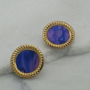 ✔️Violet and Gold Disc Earrings